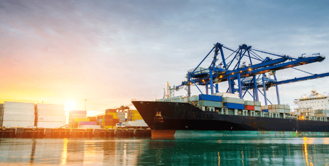 a container ship in a harbor