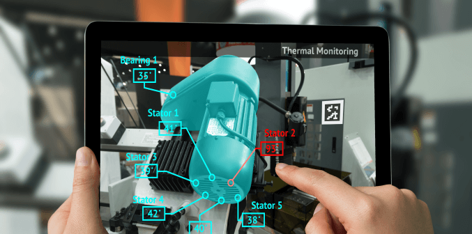 person looking at a parts diagram on a tablet