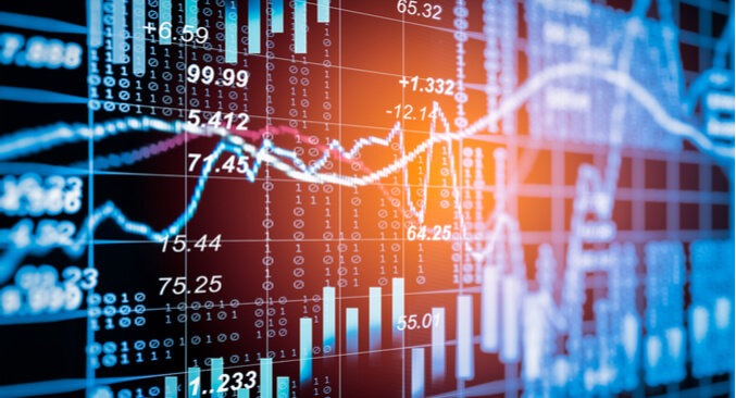 data charts on a screen