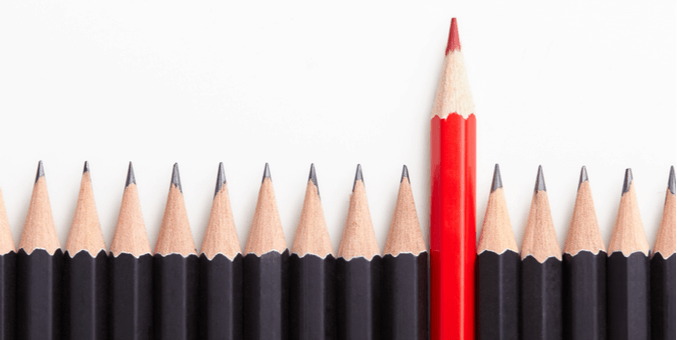 a row of sharpened pencils